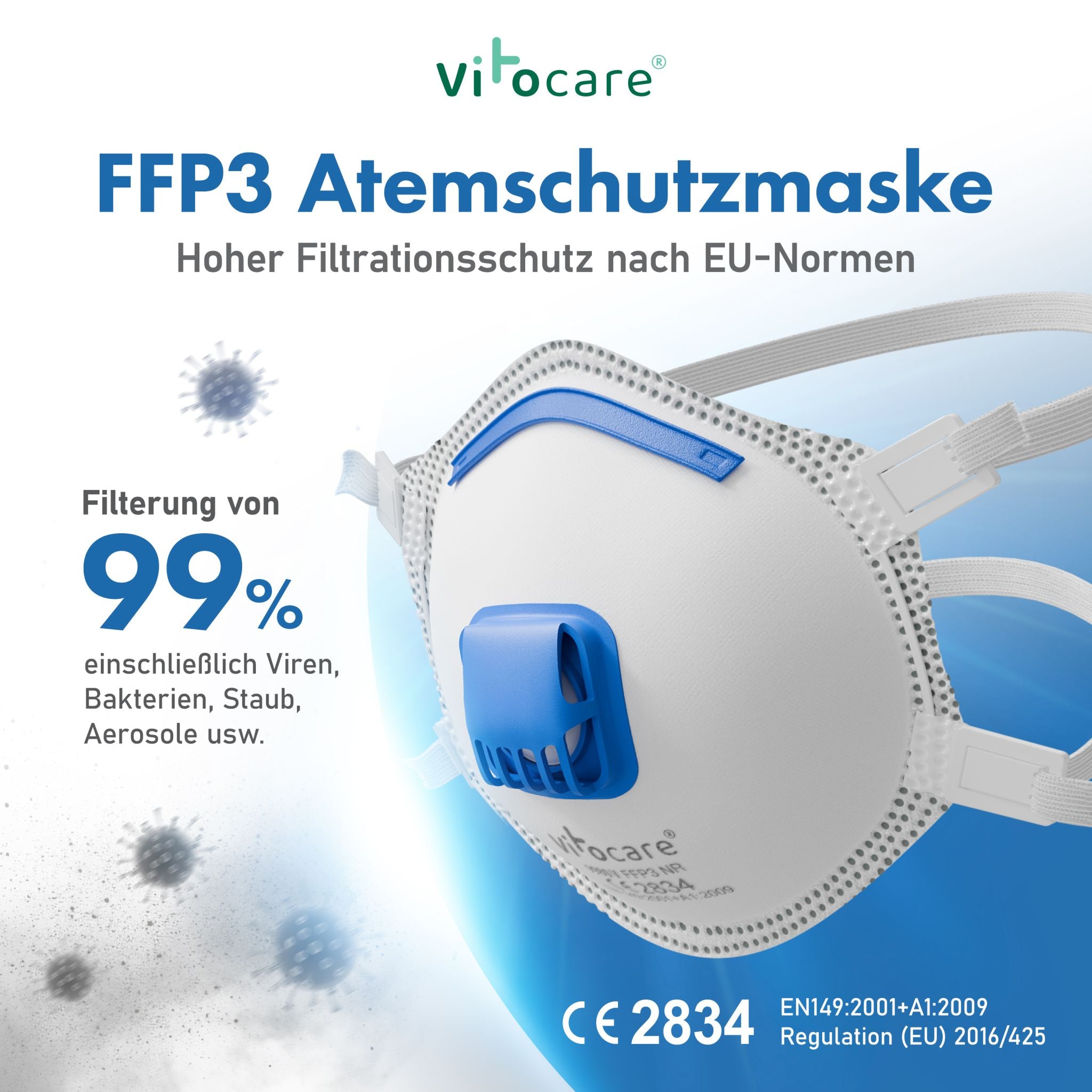FFP3 Maske mit Ventil | Atemschutzmaske CE | 5/10/20 Stk.