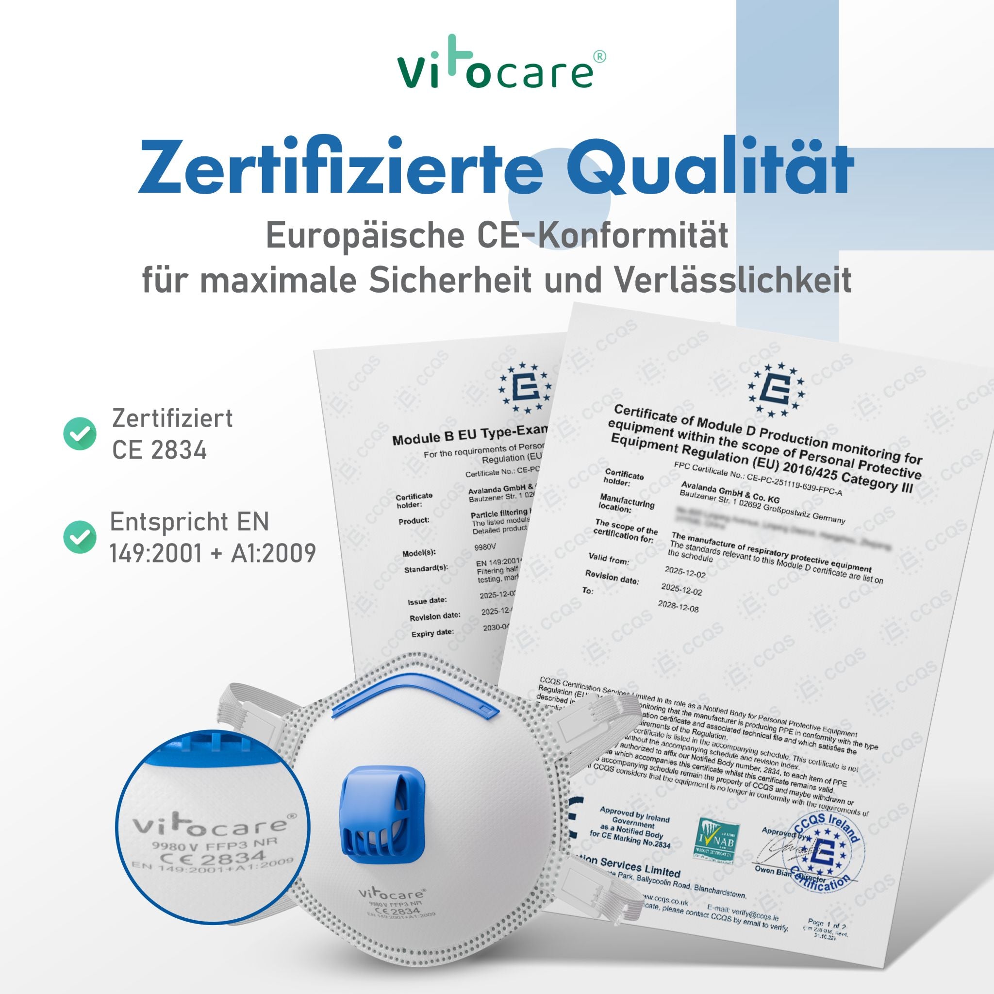 FFP3 Maske mit Ventil | Atemschutzmaske CE | 5/10/20 Stk.