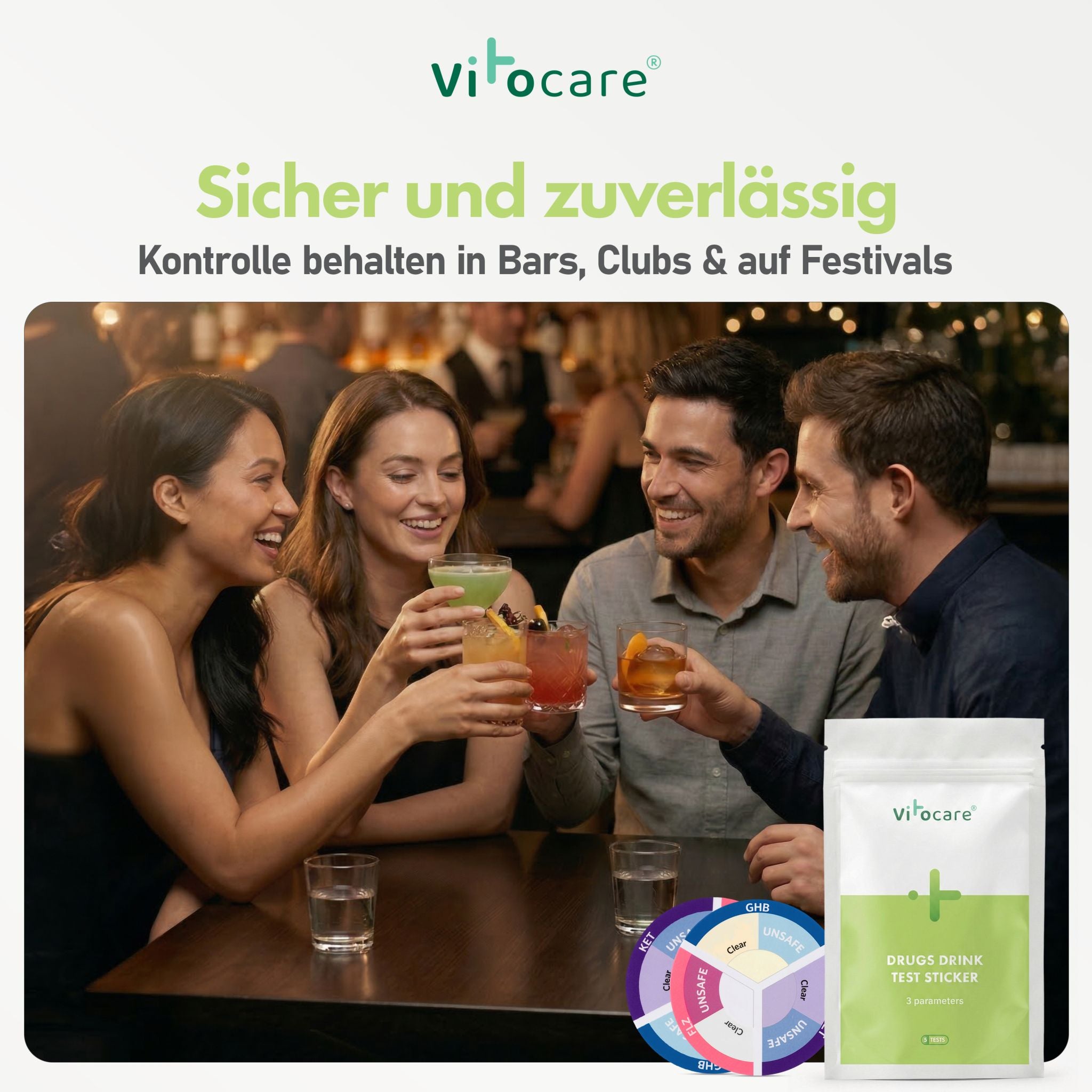 KO Tropfen Test Drink-Sticker | Ketamin & GHB Schnelltest | 5 Stk.