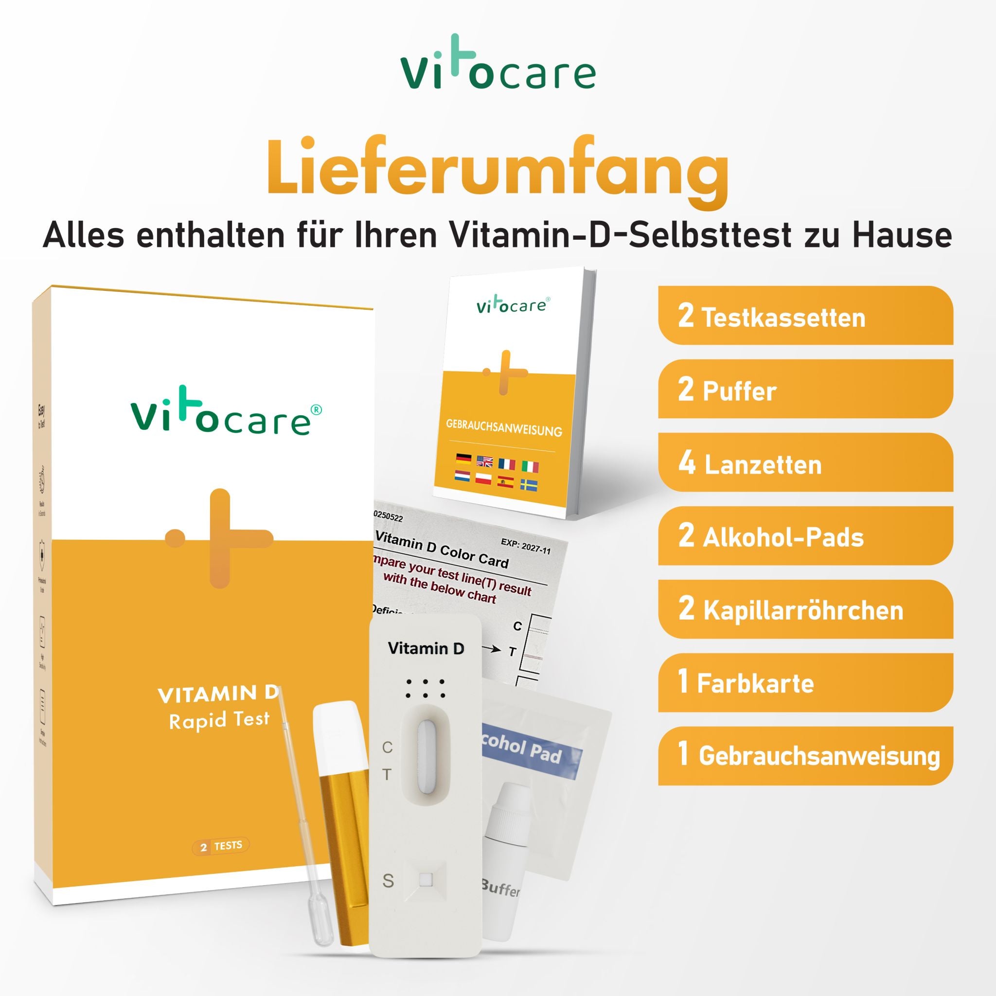 Vitamin D Test f. Zuhause | Vitamin D Mangel Selbsttest 2x