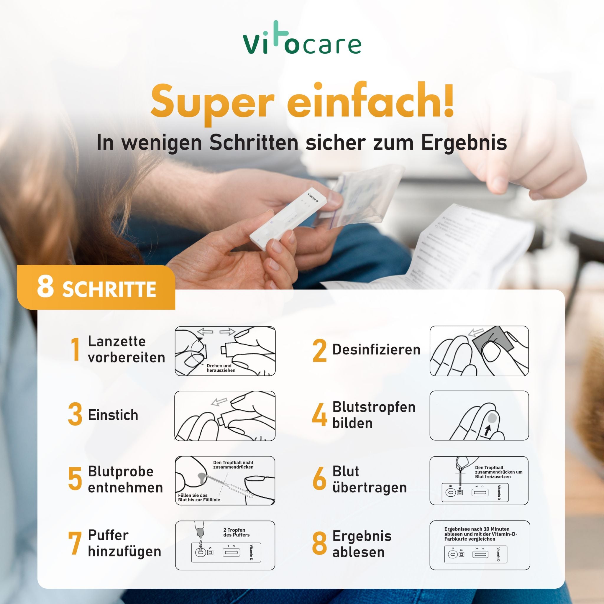 Vitamin D Test f. Zuhause | Vitamin D Mangel Selbsttest 2x
