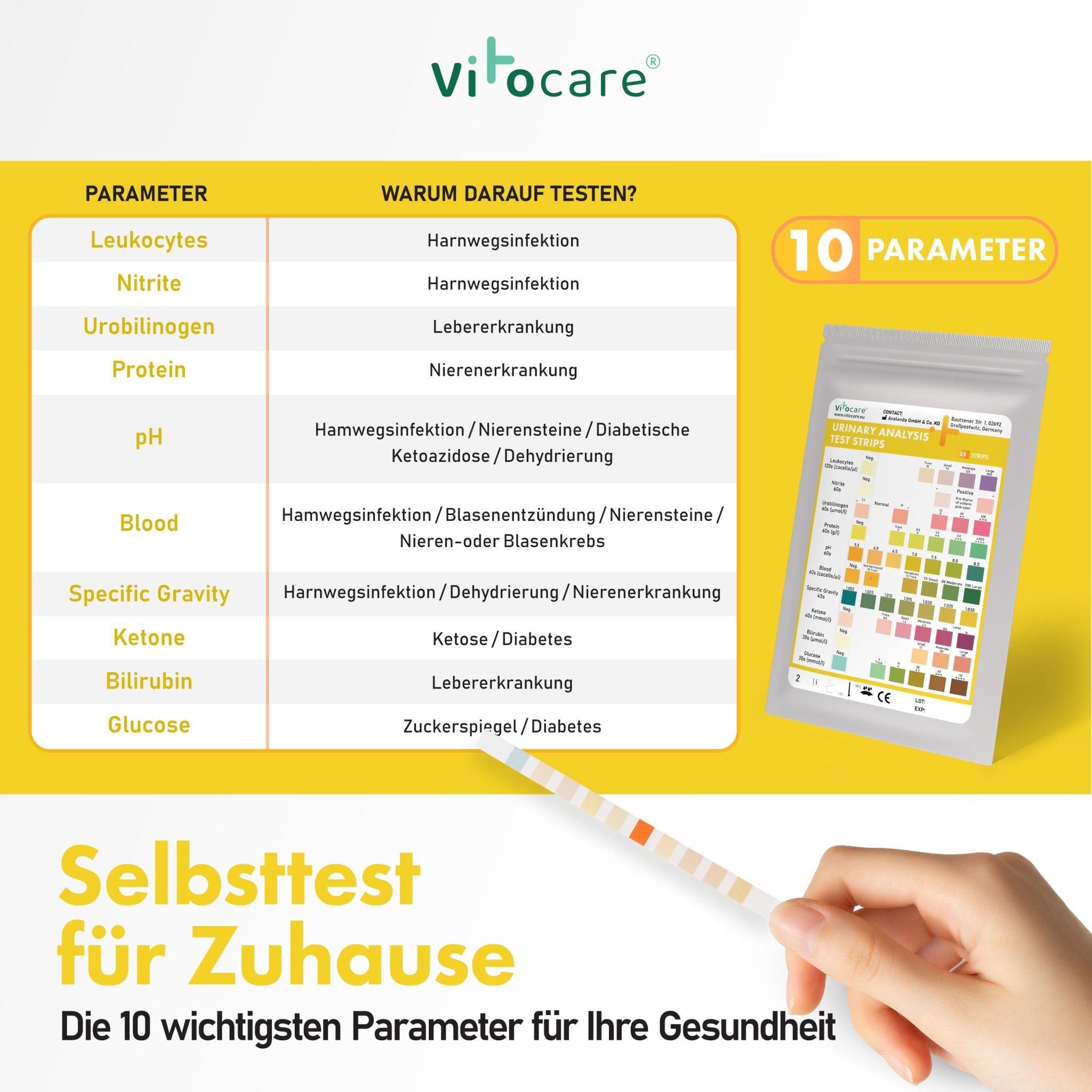 Urinteststreifen 10in1 | Urintest f. Zuhause | 25/125 Stk.
