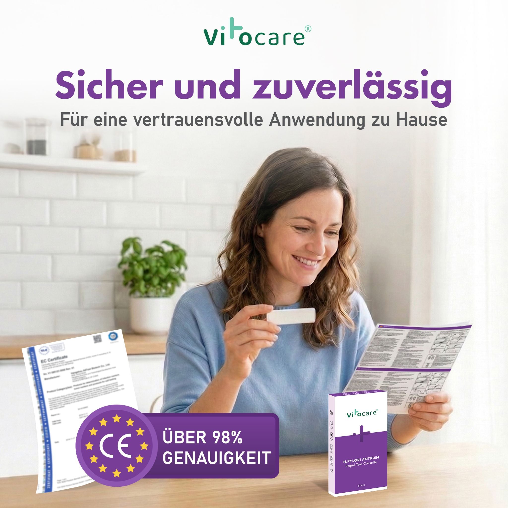 Vitocare Helicobacter Pylori Test | Stuhltest Magenbakterien 2x