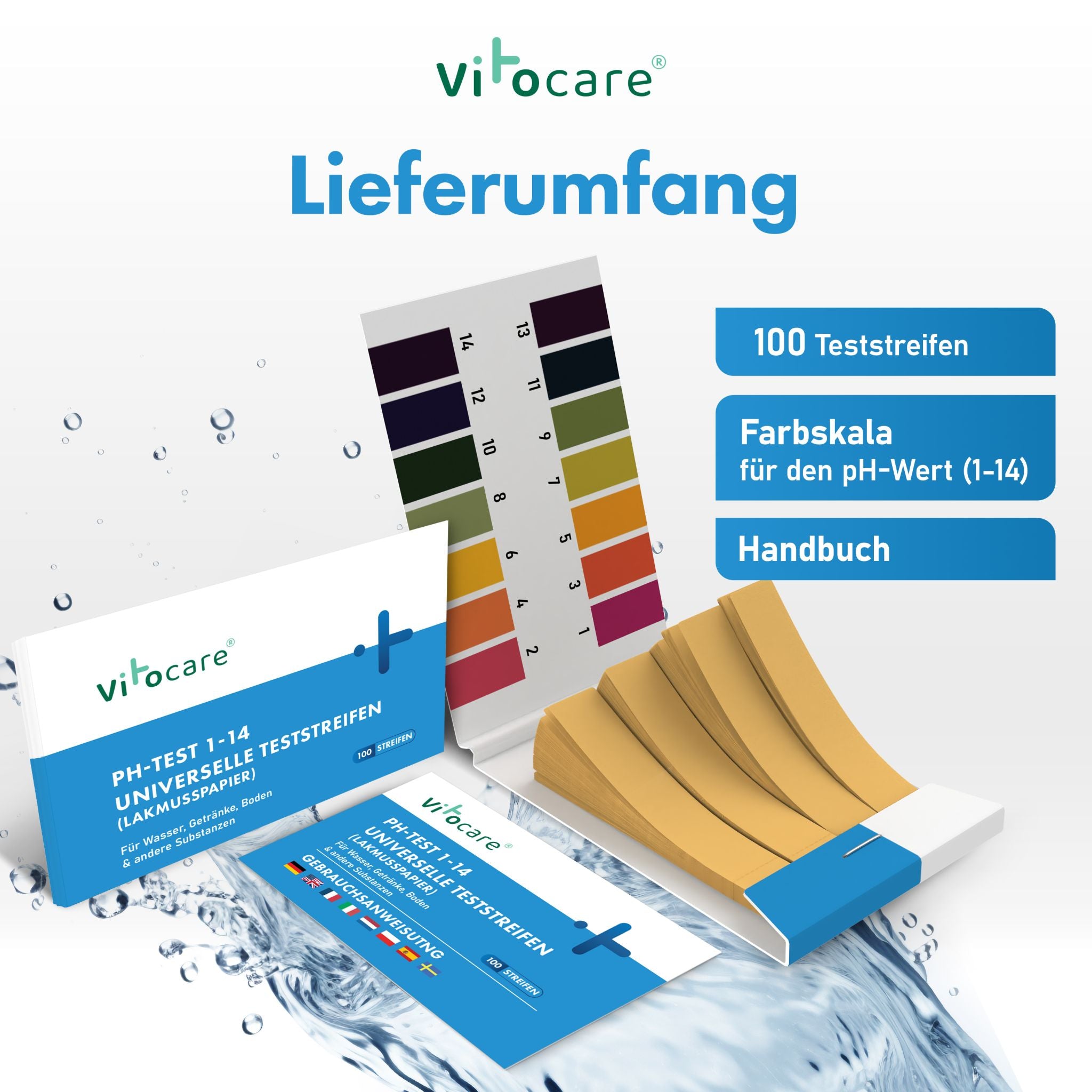 pH Teststreifen Lackmuspapier 1-14 | 100 Stk.
