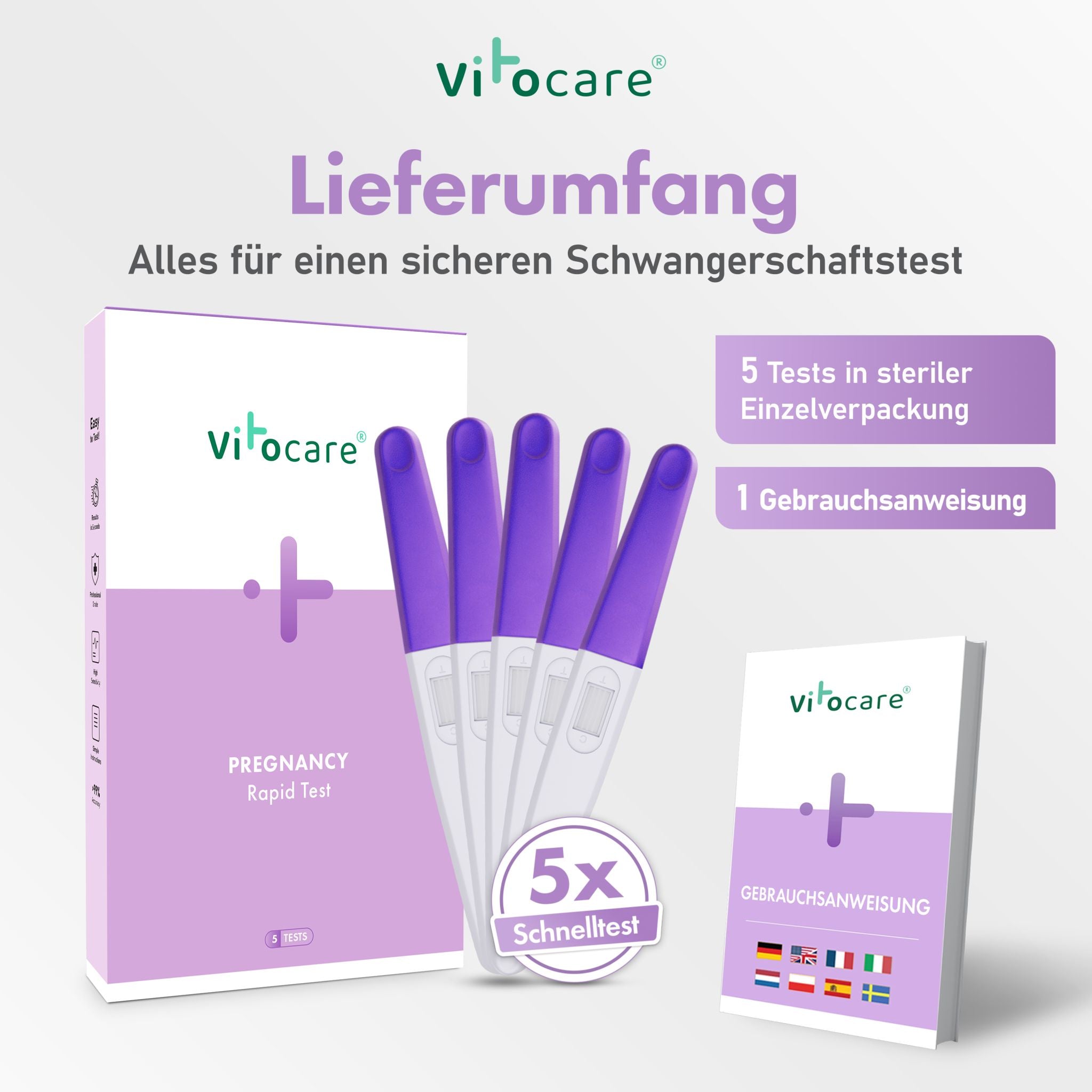 Schwangerschaftstest Frühtest hCG | 5er f. Zuhause